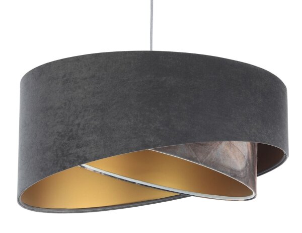 Hängelampe Grau Gold E27 Stoffschirm Ø 50 cm Modern KARIM