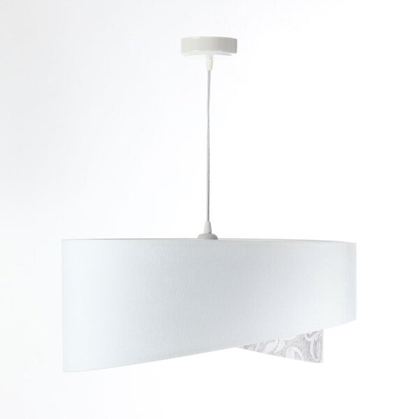 Pendelleuchte rund D: 50 cm E27 Weiß Grau Stoffschirm