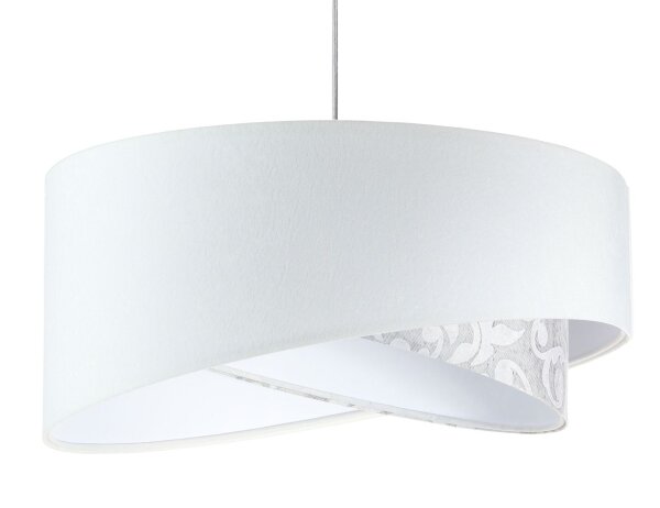 Pendelleuchte rund D: 50 cm E27 Weiß Grau Stoffschirm