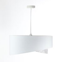 Suspension ronde D : 50 cm E27 Blanc Gris Abat-jour en tissu