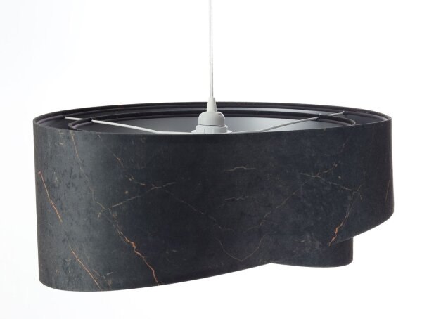 Suspension Noir Argent E27 D : 50 cm Tissu aspect velours