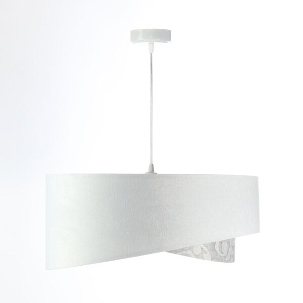 Suspension Blanc Gris Argent E27 rond D : 50 cm Tissu