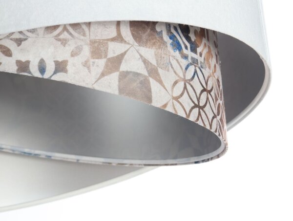 Lampe à suspendre Blanc Beige Argent E27 Ø 50 cm Tissu aspect velours