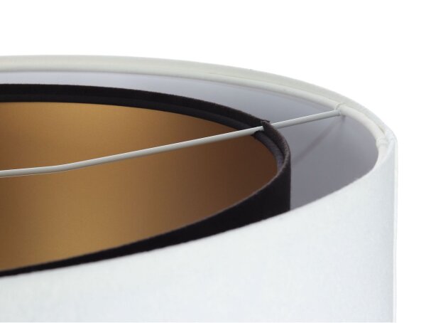 Suspension E27 ronde Ø 50 cm tissu blanc noir or