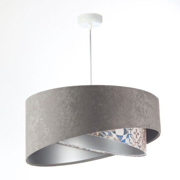 Suspension Abat-jour en tissu Ø 50 cm Gris Beige Argent E27