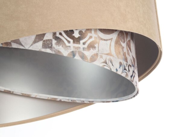 Suspension ronde D : 50 cm E27 Tissu aspect velours Moderne KARIM