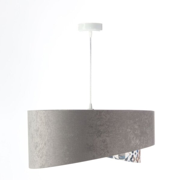 Pendelleuchte E27 rund Ø 50 cm Stoff Velours Optik Grau Beige