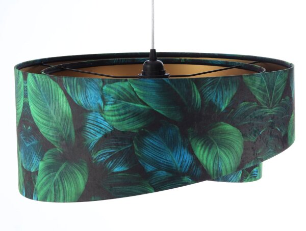 Lampe à suspendre Vert Or E27 Ø 50 cm Tropical Print Tissu