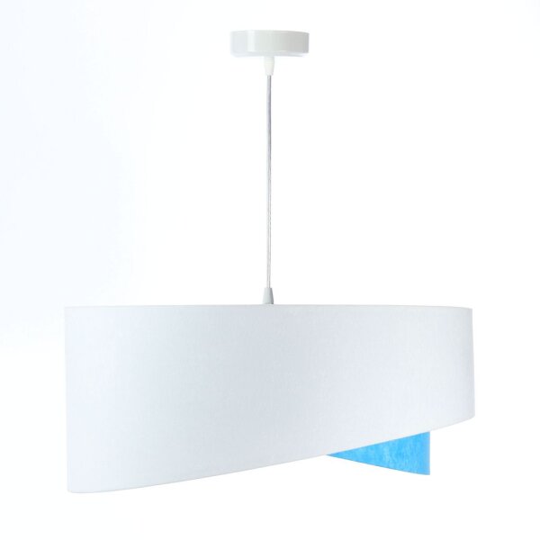 Pendelleuchte rund Ø 50 cm E27 Weiß Blau Stoff Velours Optik