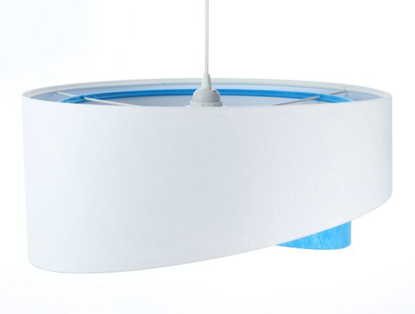 Pendelleuchte rund Ø 50 cm E27 Weiß Blau Stoff Velours Optik