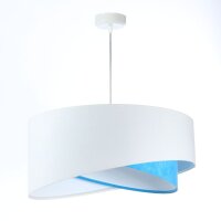 Suspension ronde &Oslash; 50 cm E27 Blanc Bleu Tissu...