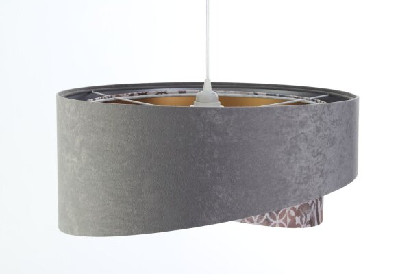 Pendelleuchte E27 rund D: 50 cm Velours Optik Modern Stoff