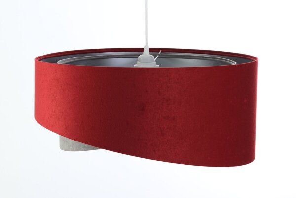 Hängeleuchte Stoff Ø 50 cm Rot-Braun Grau Silber Velours Optik