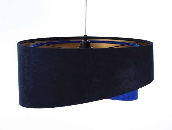 Hängelampe Blau Gold E27 Ø 50 cm Stoff Schirm Veloursoptik