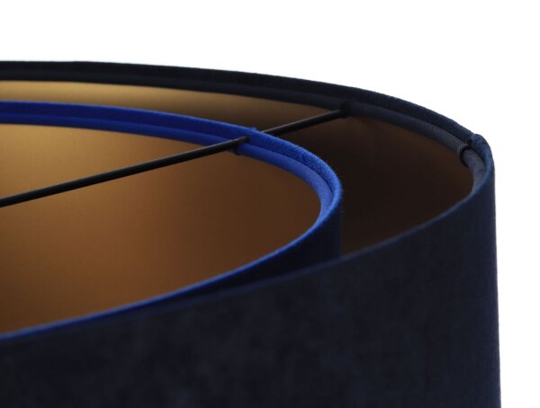 Hängelampe Blau Gold E27 Ø 50 cm Stoff Schirm Veloursoptik