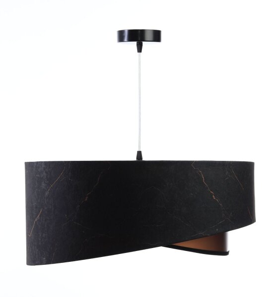 Pendelleuchte rund Stoff D: 50 cm E27 in Schwarz Kupfer