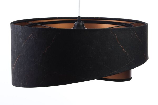 Pendelleuchte rund Stoff D: 50 cm E27 in Schwarz Kupfer