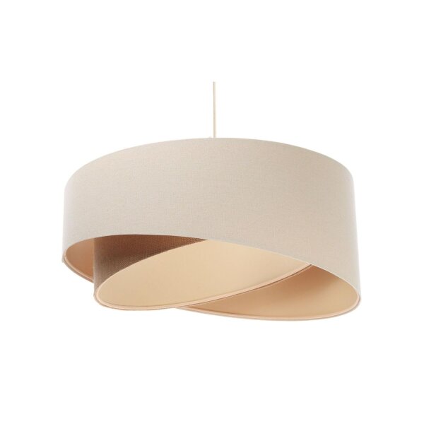Hängelampe Leinen E27 rund Ø 50 cm Creme Beige wohnlich