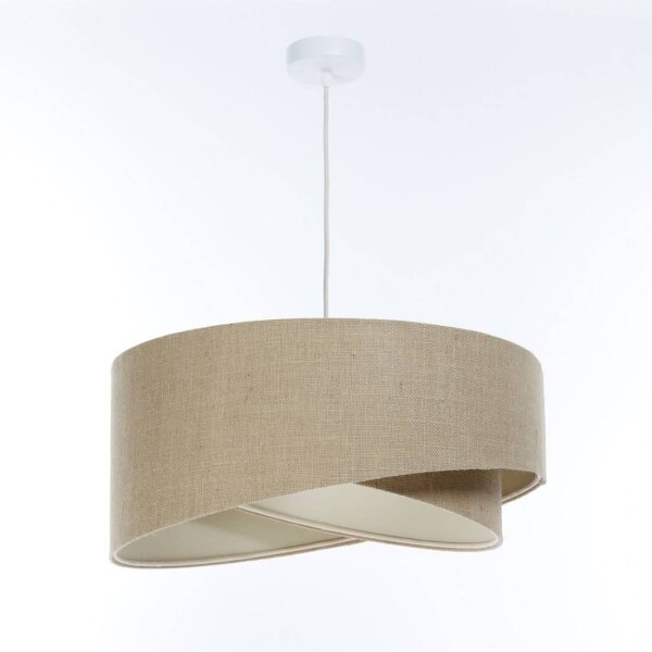 Lampe à suspendre tissu E27 D : 40 cm Tissu naturel Moderne INGRAM