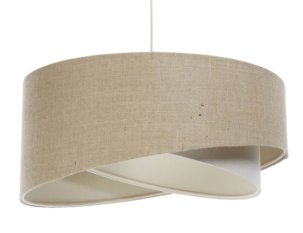 Suspension Abat-jour en tissu rond D : 40 cm Nature Crème Tissu E27