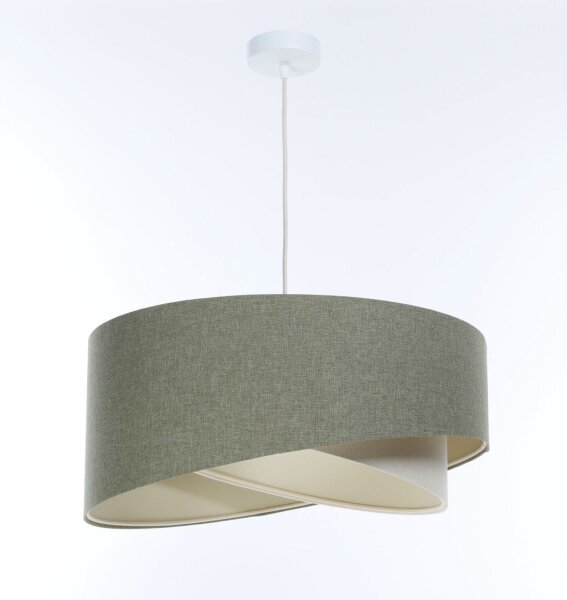 Pendelleuchte Stoff Grün Creme E27 rund Ø 40 cm Modern