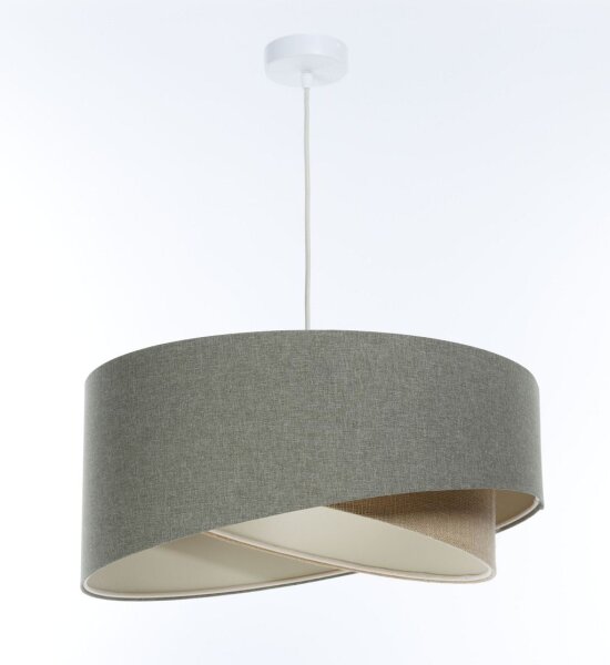 Pendelleuchte rund Ø 40 cm E27 Grün Beige Stoff Modern