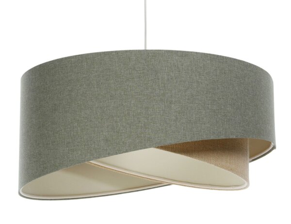 Pendelleuchte rund Ø 40 cm E27 Grün Beige Stoff Modern
