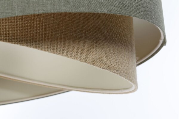Pendelleuchte rund Ø 40 cm E27 Grün Beige Stoff Modern