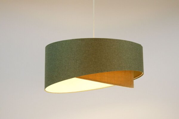 Pendelleuchte rund Ø 40 cm E27 Grün Beige Stoff Modern