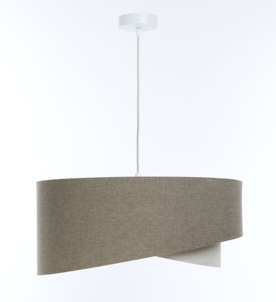 Hängelampe E27 rund D: 40 cm Braun Creme Stoff Boho