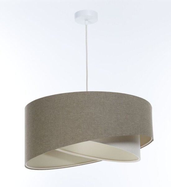 Hängelampe E27 rund D: 40 cm Braun Creme Stoff Boho