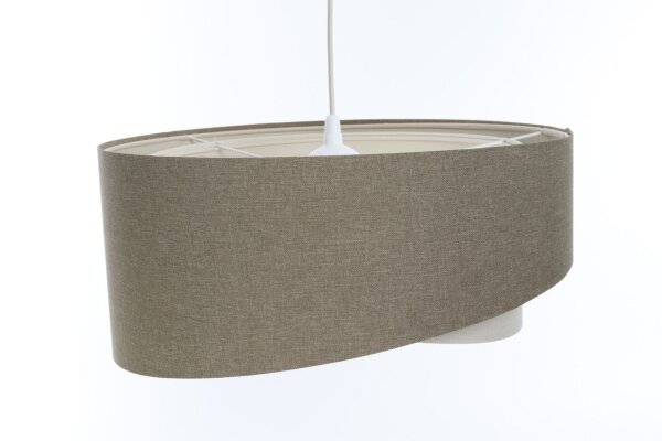 Hängelampe E27 rund D: 40 cm Braun Creme Stoff Boho