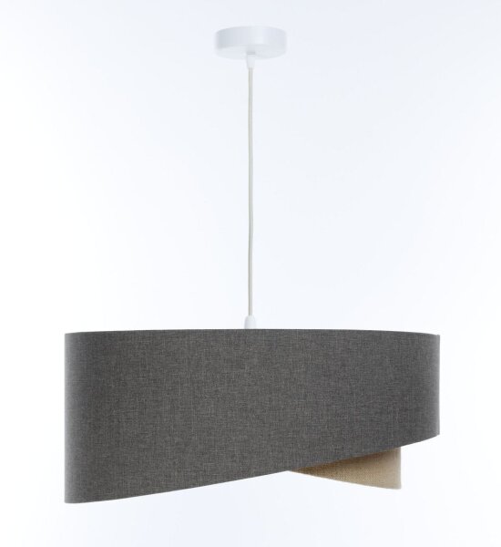 Hängelampe rund D: 50 cm E27 Braun Beige Stoff Modern