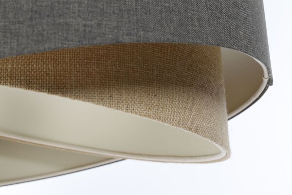 Hängelampe rund D: 50 cm E27 Braun Beige Stoff Modern
