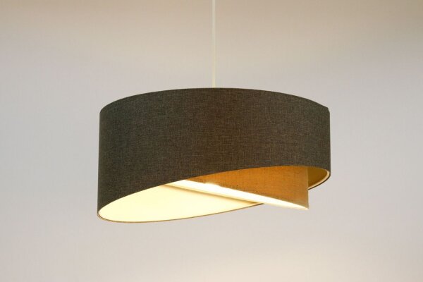 Hängelampe rund D: 50 cm E27 Braun Beige Stoff Modern