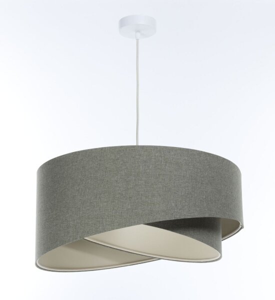 Lampe à suspendre E27 ronde D : 40 cm en tissu vert Moderne