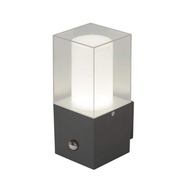 Außenlampe Wand Bewegungsmelder IP44 Grau Weiß eckig E27