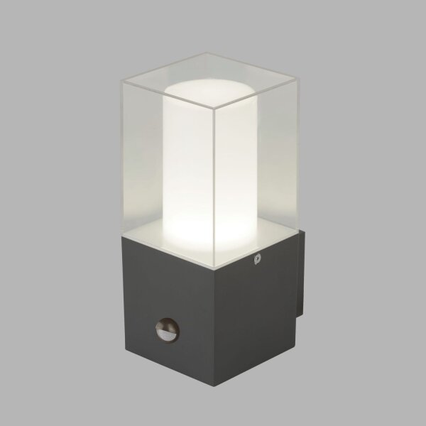 Außenlampe Wand Bewegungsmelder IP44 Grau Weiß eckig E27
