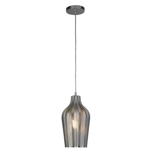 Lampe à suspendre verre fumé E27 Ø 17,5 cm chrome gris BRODY