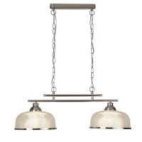 Lampe billard &agrave; 2 flammes L : 75 cm en argent...