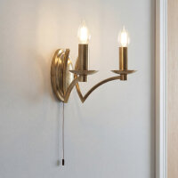 Applique murale avec interrupteur E14 en laiton antique 2...
