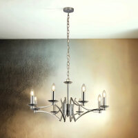 Lustre m&eacute;tal 8 flammes E14 chrome &Oslash; 72 cm...