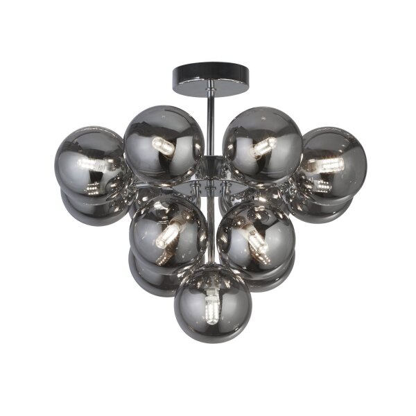 Lampe de plafond verre fumé Ø 41 cm 13x G9 Gris Chrome CARTER