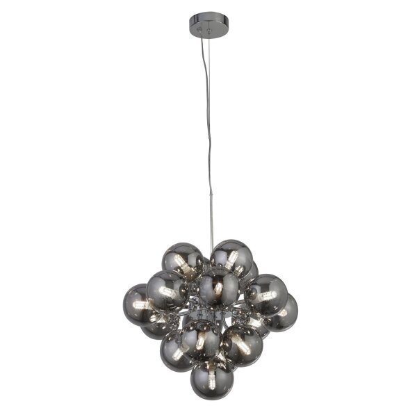 Lampe à suspendre verre Ø 41 cm 17x G9 gris fumée chrome décoratif