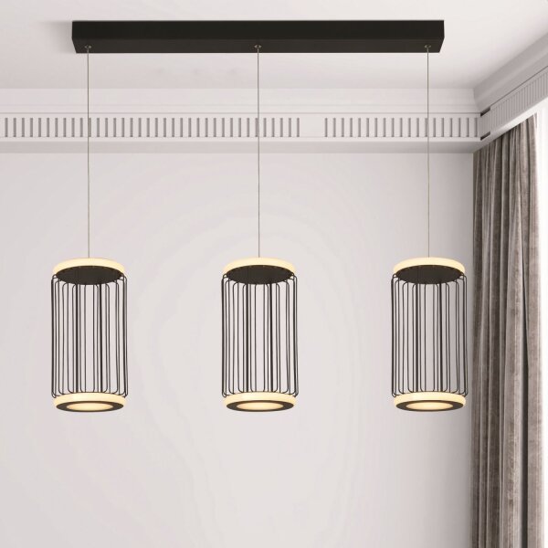 LED Hängelampe Schwarz Weiß Metall 3000 K 996 lm B: 90 cm
