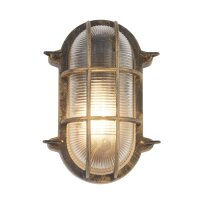 Wandlampe au&szlig;en IP44 E27 in Gold Antik H: 25 cm Maritim