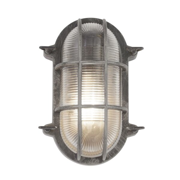 Außenwandlampe IP44 E27 H: 25 cm Maritim in Silber antik