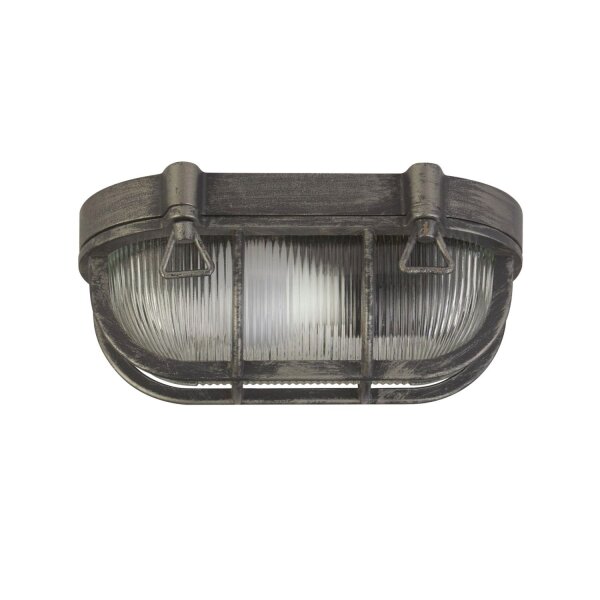 Außenwandlampe IP44 E27 H: 25 cm Maritim in Silber antik