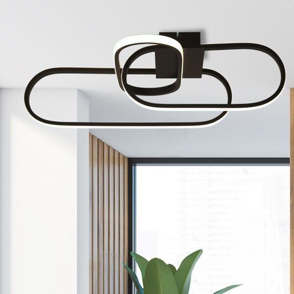 LED Deckenlampe Schwarz 3000/4500/6500 K 1812 lm Metall