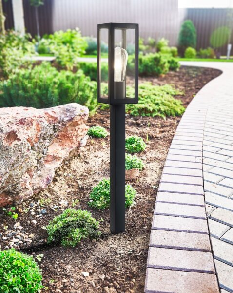 Außenleuchte Edelstahl Glas IP44 E27 90 cm Schwarz